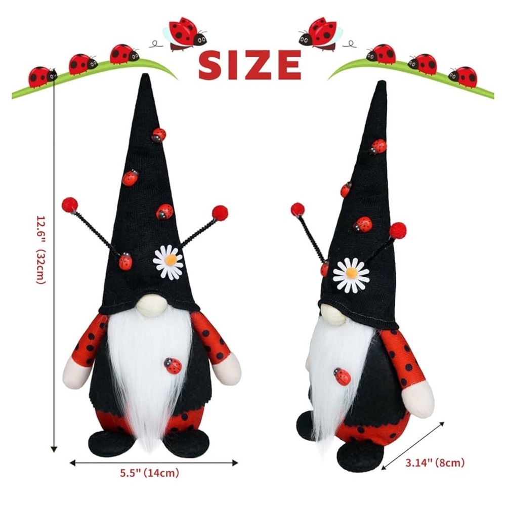 2Pack Spring Ladybug Gnomes Decorations - Picture 3 of 6